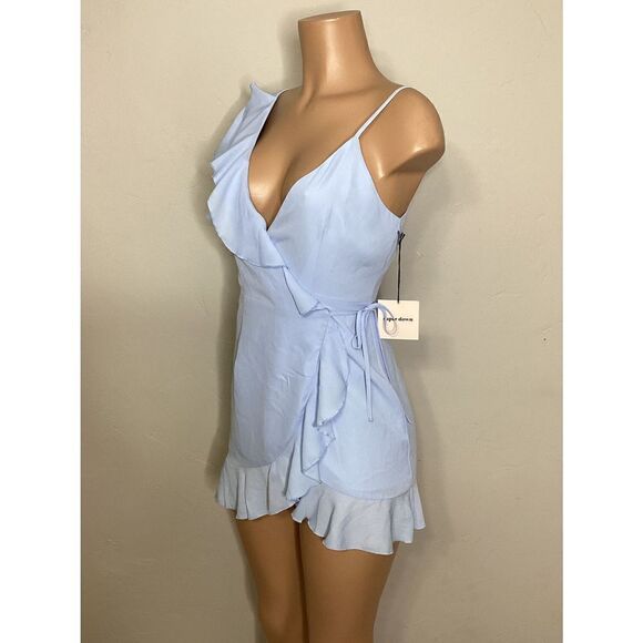 New. SUPERDOWN light blue wrap dress - Picture 12 of 13